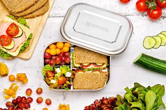 LEKEFETO Set van 2 roestvrijstalen broodtrommels met