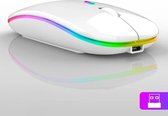 Bol.com Draadloze Gaming Muis - Wireless Gaming Mouse - Oplaadbare Game Muis - Laptopmuis - RGB - Led - Stille Muis - Wit aanbieding