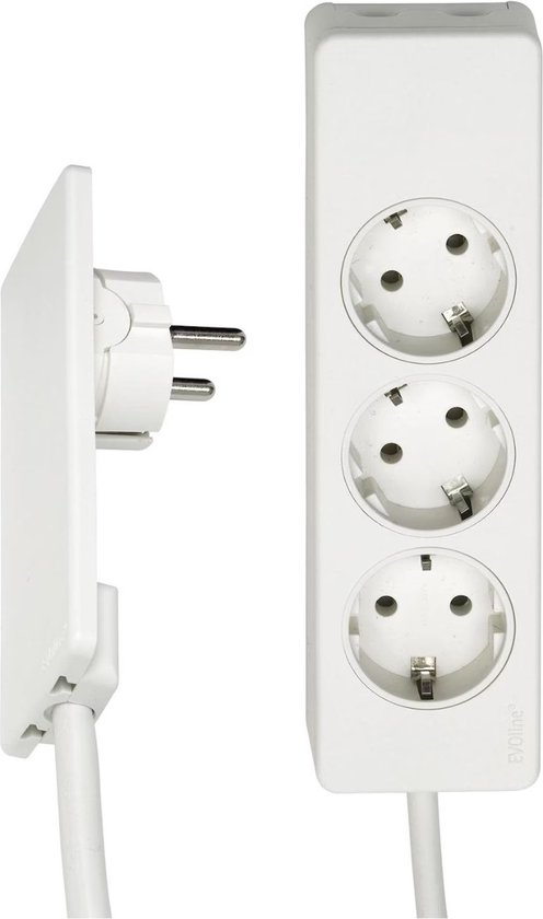 Evoline Plug  platte stekker met stekkerdoos - Wit