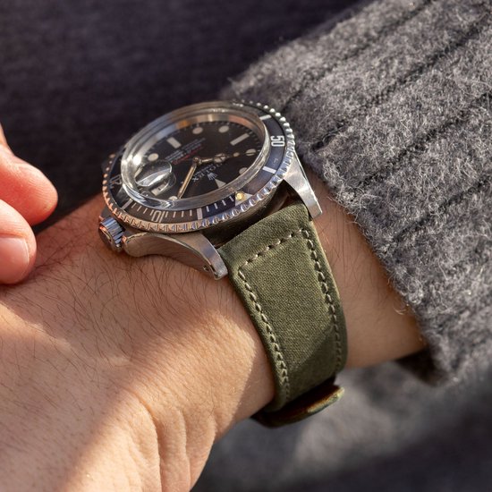 B&S Bracelet de montre en cuir de luxe – Les Highlands fabriqués à partir de Vestes Barbour Vintage – Édition anniversaire – 20 mm