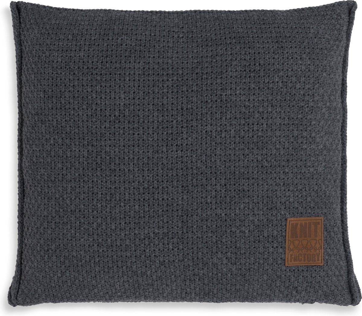 Knit Factory Jesse Sierkussen - Vierkant kussen - Kussen woonkamer - Bank kussen - Decoratie kussen - Antraciet - 50x50 cm - Kussenhoes inclusief kussenvulling