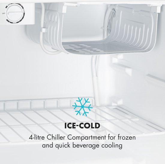 Klarstein Cool Kid - Drankenkoelkast, minikoelkast, minibar, 66 liter inhoud, 109 kWh/jaar, vrijstaand, 45 x 63 x 51 cm (B x H x D), 42 dB, grijs / geborsteld roestvrij staal - 66L - voor Bar - Drankkoelkast - Drankenkoeler van Klarstein — afbeelding 3