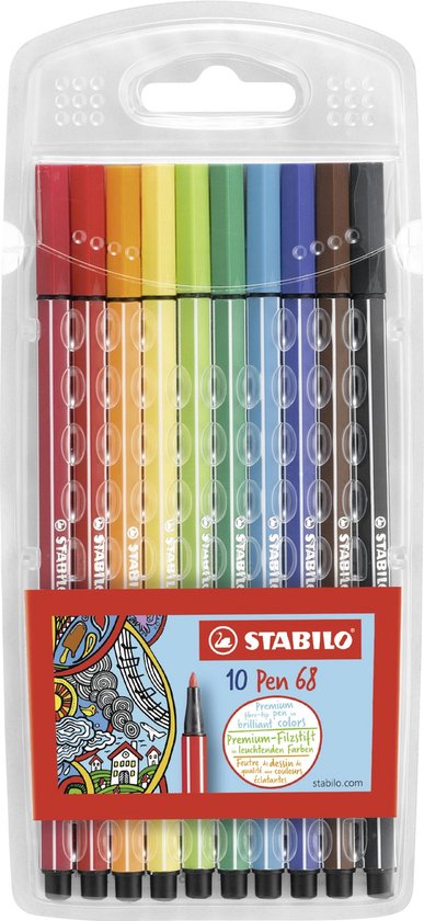 STABILO Pen 68 Stylos feutre - Boîte 10 pcs