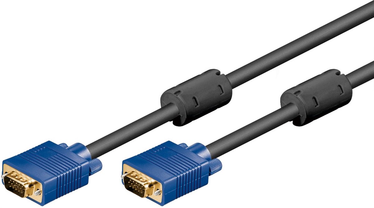 Premium VGA monitor kabel met ferriet kernen - CCS aders / zwart - 5 meter