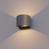 Calex Applique murale LED Verona - Ovale - LED Haut et Bas - Angle de rayonnement réglable - 7W - Éclairage de jardin - Design moderne - Lumière blanche chaude - Pour intérieur et extérieur