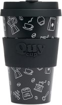Quy Cup 400ml Gobelet de voyage écologique - "Moka" - Bouteilles recyclées avec couvercle en silicone noir 9x9xH15cm