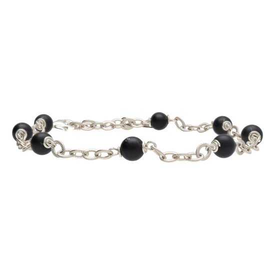 Bela Donaco - Bracelet de Cheville Wrap Wire B6 – Onyx mat – Argent Sterling