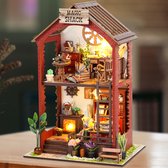 CNL Sight DIY Magic Book Nook Kit-Creativiteit 3D Houten Puzzel Boekensteun - Martins boekhandel - Boekenplank Decor -DIY miniatuur poppen huis- met LED-licht en meubels - doe-het-zelf houten poppenhuis kit - Booknook Kit voor volwassenen en Kinderen