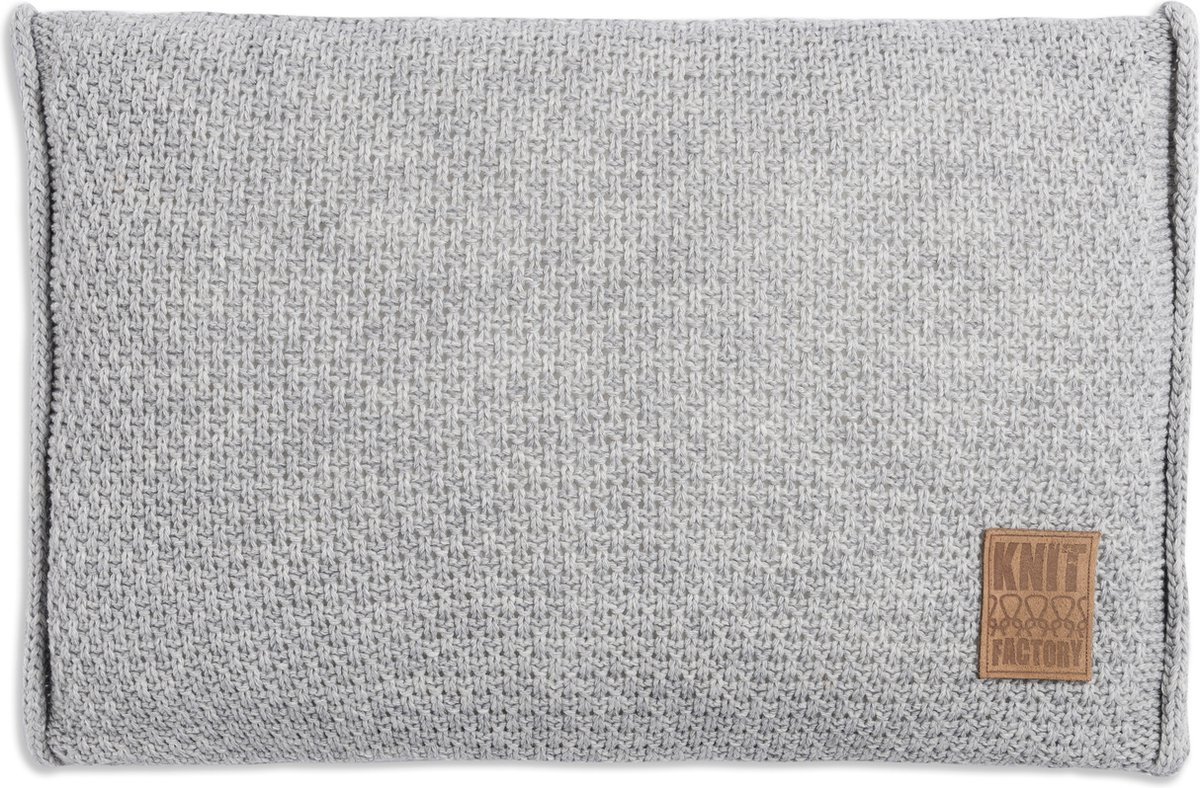 Knit Factory Jesse Sierkussen - Rechthoekig kussen - Kussen woonkamer - Bank kussen - Decoratie kussen - Licht Grijs - 60x40 cm - Kussenhoes inclusief kussenvulling
