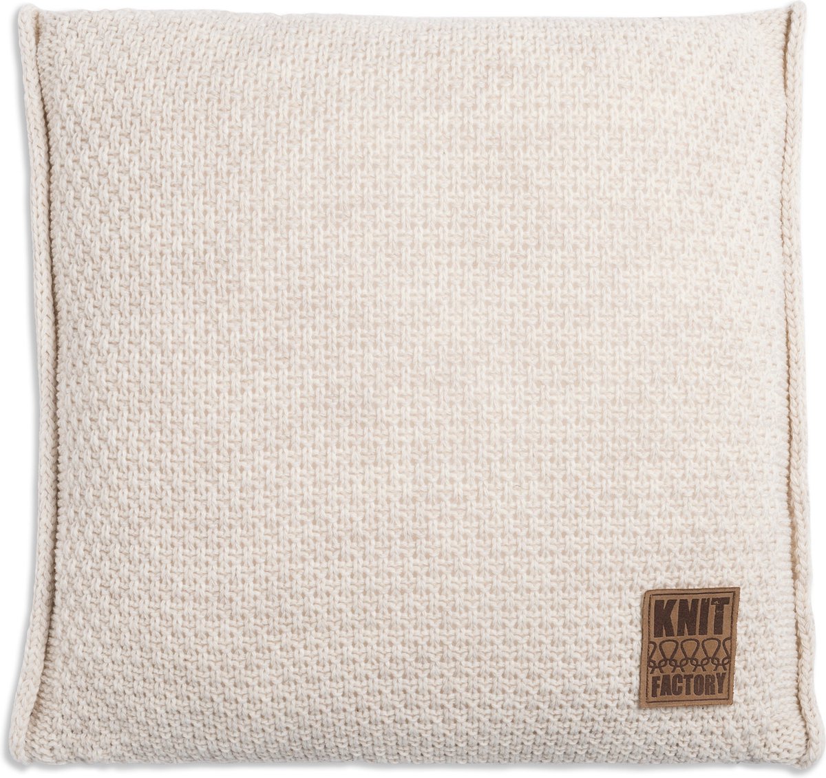 Knit Factory Jesse Sierkussen - Vierkant kussen - Kussen woonkamer - Bank kussen - Decoratie kussen - Beige - 50x50 cm - Kussenhoes inclusief kussenvulling