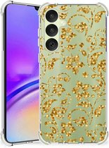 Smartphone hoesje Geschikt voor Samsung Galaxy A35 Hoesje Bumper met transparante rand Gouden Bloemen