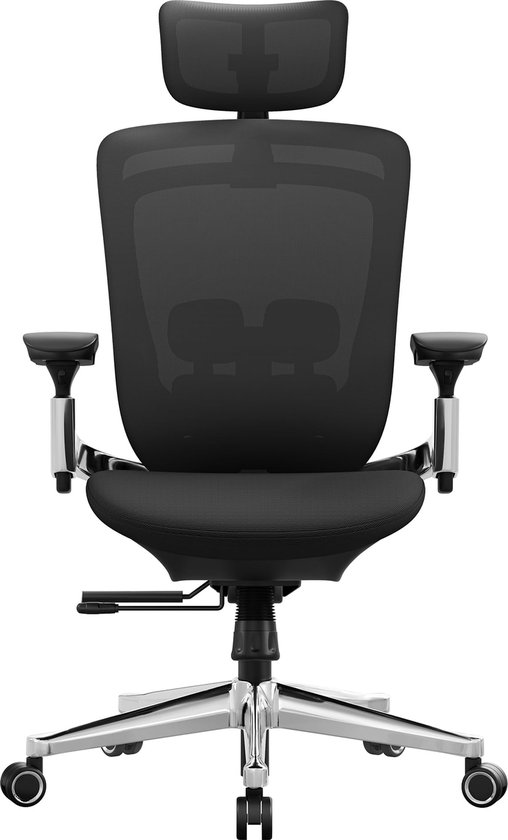 SONGMICS Bureaustoel, bureaustoel, ergonomisch, verstelbaar, kantelbare rugleuning, naar voren of achter verstelbare zitting, tot 150 kg belastbaar, inktzwart