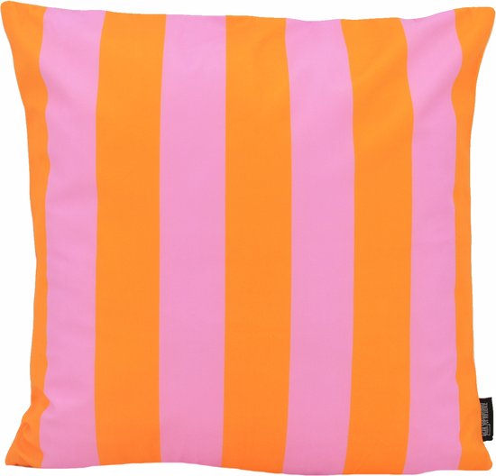 Streep Oranje/Roze Kussenhoes | 45 x 45 cm | Katoen/Polyester