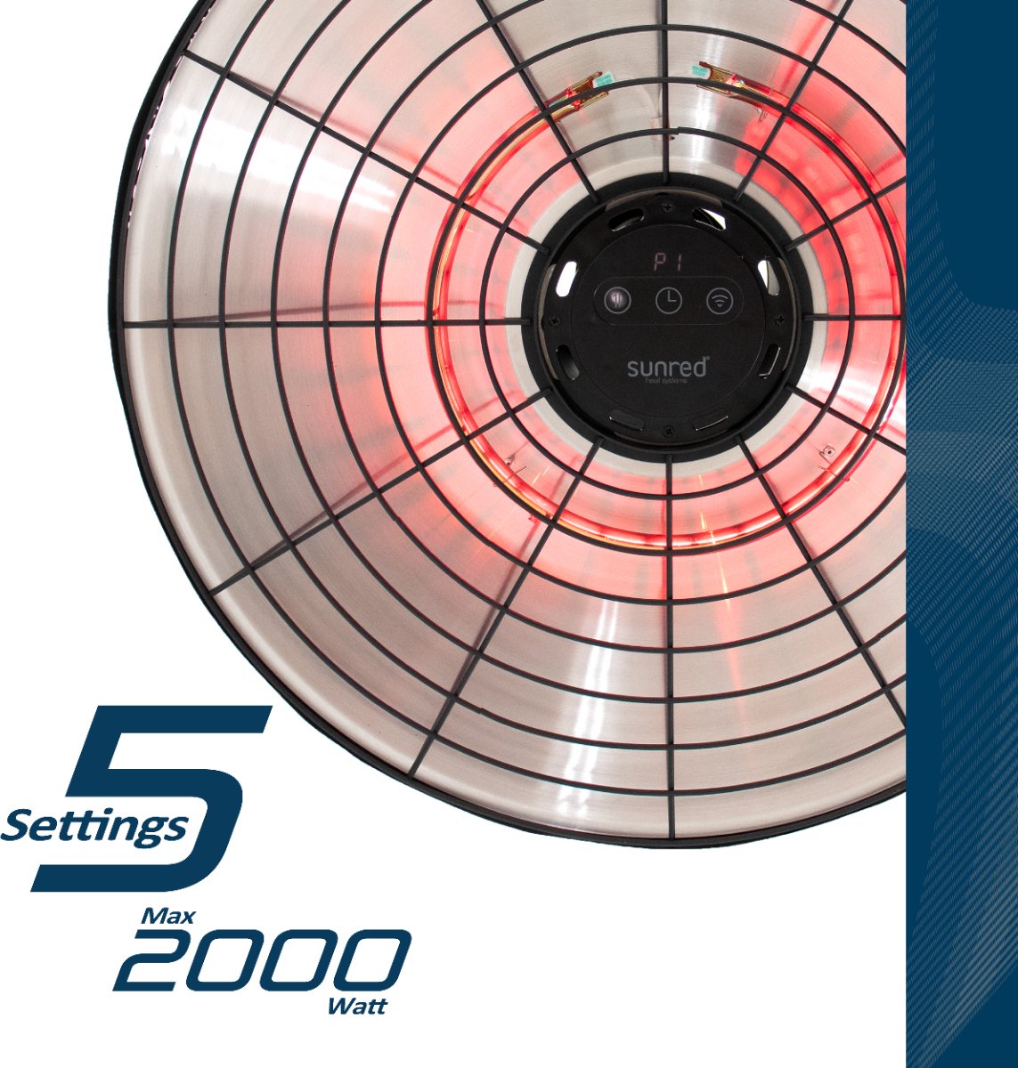 Sunred Moderna Artix Ultra 2000 W - Chauffage de terrasse suspendu - Noir