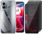 Hoesje geschikt voor Motorola Moto G24 - 2x Privacy Screenprotector Volledig Dekkend Glas - Shockproof Transparant