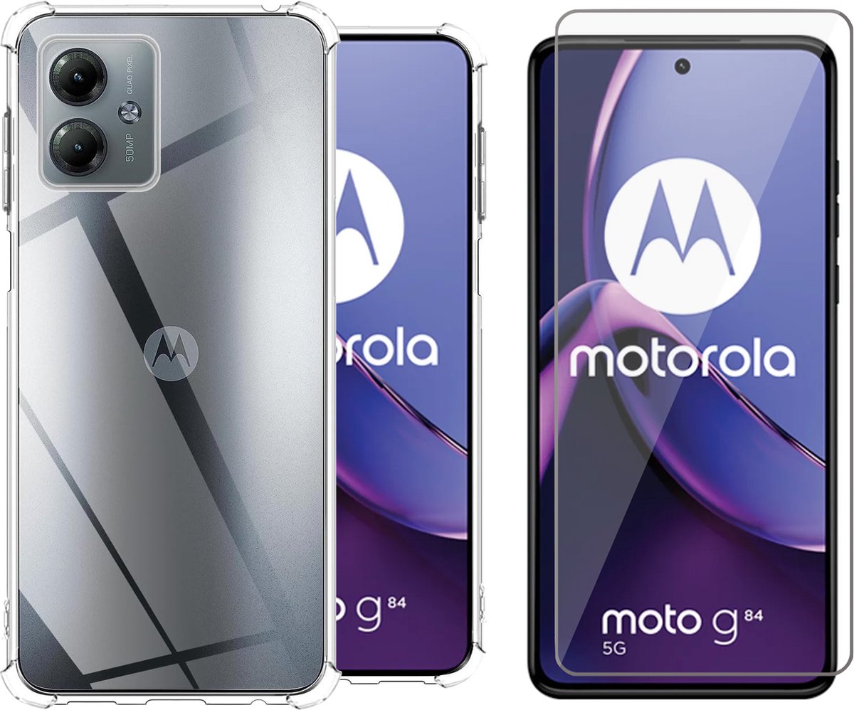 Hoesje geschikt voor Motorola Moto G84 - Screenprotector Glas - Shockproof Transparant