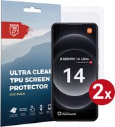 Rosso Screen Protector Geschikt voor Xiaomi 14 Ultra | Ultra Clear Duo Pack | TPU Folie | Case Friendly Beschermfolie | 2 Stuks