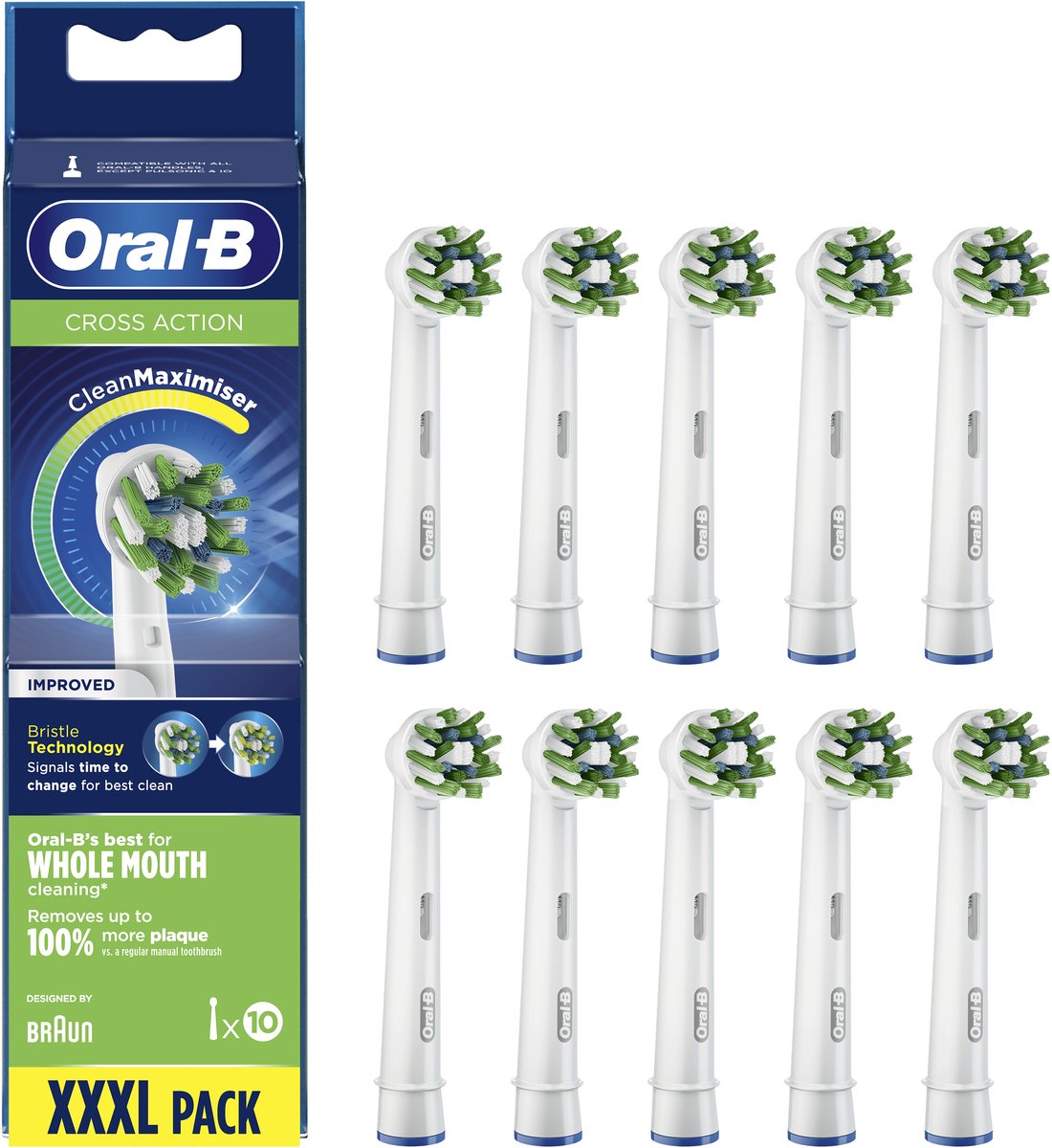 Bol.com Oral-B CrossAction - Met CleanMaximiser-technologie - Opzetborstels - 10 Stuks aanbieding