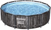 Bestway - Steel Pro MAX - Opzetzwembad inclusief filterpomp en accessoires- 427x107 cm - Houtprint - Rond
