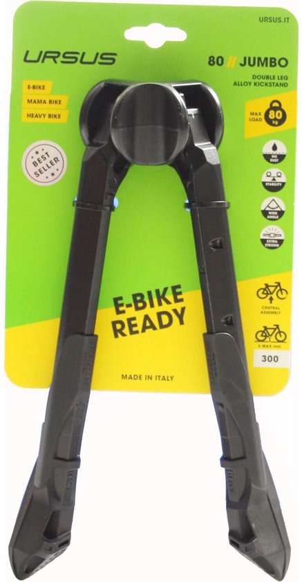 Ursus Dubbele fietsstandaard - mechanische innovatie - 300mm - zwart - maximale stabiliteit