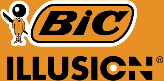 Stylo bille effaçable et rechargeable et recharges BIC Illusion - Encre noire - pack de 1 stylo et 2 recharges - Pointe Medium 0 mm