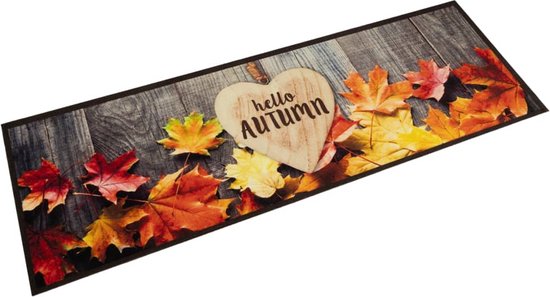 vidaXL - Keukenmat - wasbaar - herfstprint - 45x150 - cm - fluweel