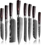 Ensemble de Couteaux - Imprimé Damas - 8 pièces - Japonais - Couteau de chef - Couteau - Couteau de chef japonais - Coffret cadeau Luxe - Cuisine