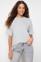 Trendyol TWOSS20TS0134 Volwassenen Vrouwen T-shirt - Grijs gemêleerd - XL