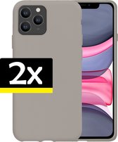 Hoes Geschikt voor iPhone 11 Pro Max Hoesje Siliconen Back Cover Case - Hoesje Geschikt voor iPhone 11 Pro Max Hoes Cover Hoesje - Grijs - 2 Stuks