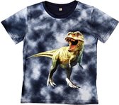 T-shirt met dino's, blauw, full colour print, kids, kinder, maat 98/104, dinosaurus, stoer, mooie kwaliteit!