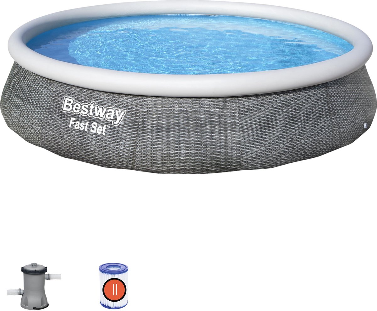Bestway - Fast Set - Opblaasbaar zwembad inclusief filterpomp - 396x84 cm - Rond