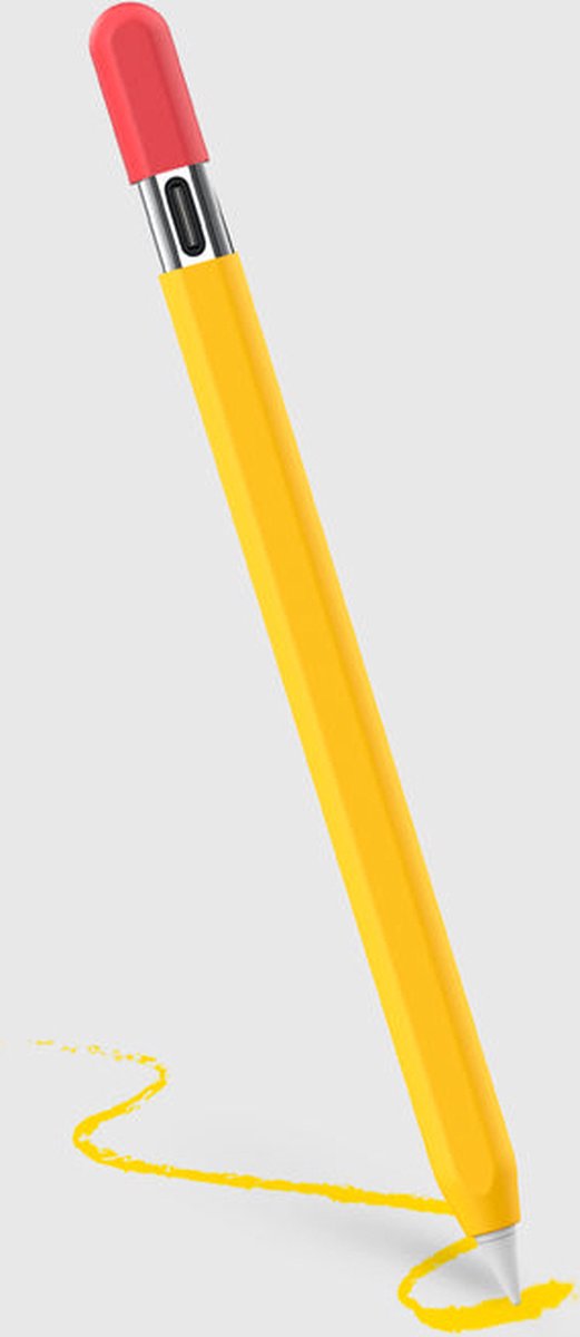 Doodroo Skin voor Apple Pencil met USB-C - Geel - Siliconen Beschermfolie met Grip
