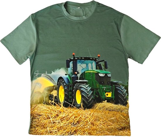 T-shirt avec John Deere , tracteur, vert, imprimé en couleur, enfants, enfants, taille 92, cool, belle qualité !