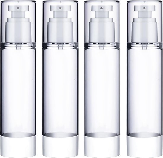 BENECREAT 24 stuks transparante reiscosmeticaflessen met druksluiting, lege plastic containers voor handzeep, gezichtsreiniger, navulbare en draagbare flessen