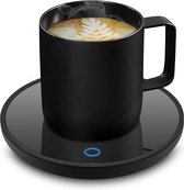 Intelligente Bekerwarmer Voor Op Het Bureau - Elektrische Koffiewarmer Met 2 Temperatuurinstellingen - Perfect Cadeau Voor Thuiskantoor - Zwart