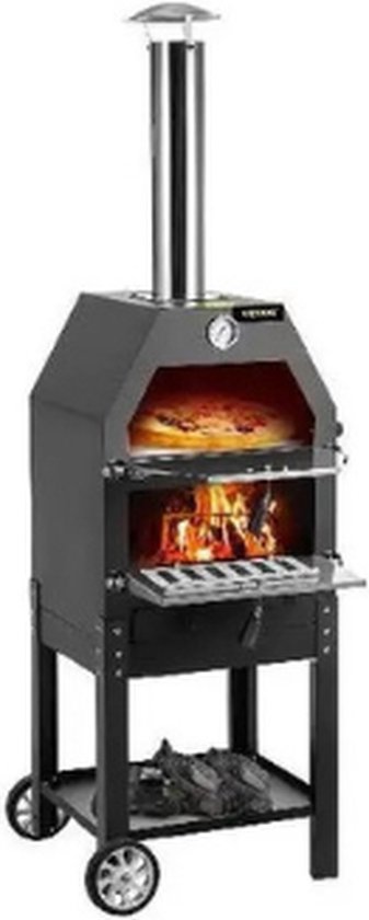 Luxe BBQ - Pizza oven - 2-in-1 - Houtoven - Pizzasteen - Houtskool BBQ - 45.8 x 46.4 x 141.8 cm