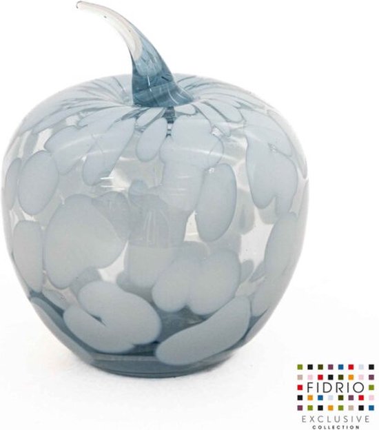 Design Beeld White granulat - Fidrio APPLE - glas, mondgeblazen - diameter 16 cm hoogte 20 cm