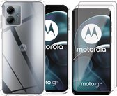 Hoesje geschikt voor Motorola Moto G14 - 2x Screenprotector Glas - Shockproof Transparant