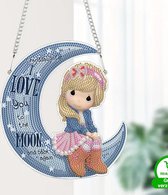 Houten bord - granddaughter (kleindochter)I love you to the moon and back - Diamond painting- 20x22 cm