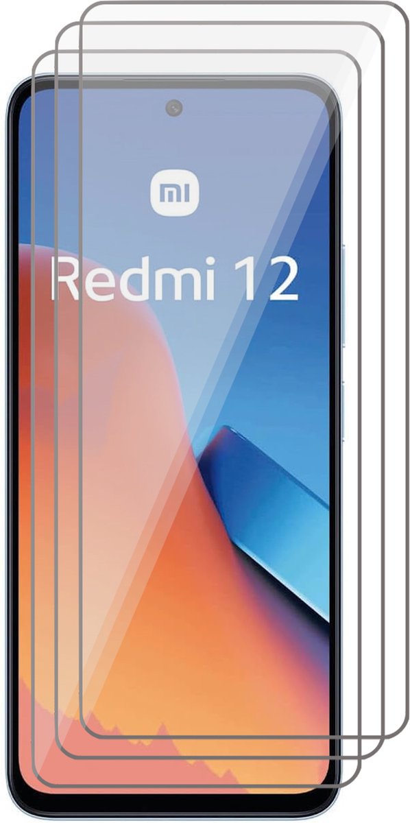 Screenprotector geschikt voor Xiaomi Redmi 12 - 3x Glas Screen Protector