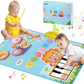 speelgoed Montessori pour Bébé de 1 an, tapis de musique 2 en 1, tapis de piano, speelgoed de batterie pour tout-petits, cadeaux éducatifs pour garçons et filles de 1, 2, 3 ans – Blauw