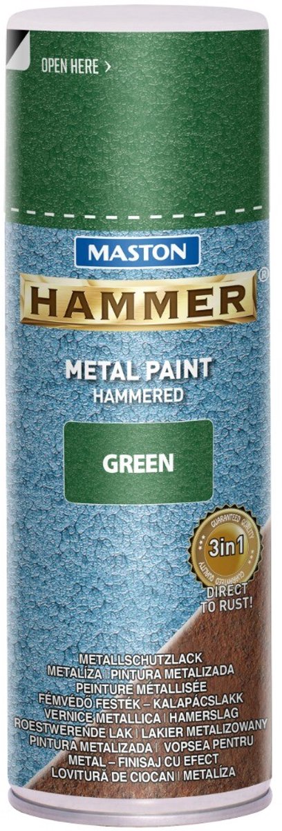 Maston Hammer - metaalverf - groen - hamerslag - spuitverf - 400 ml - spuitbus verf