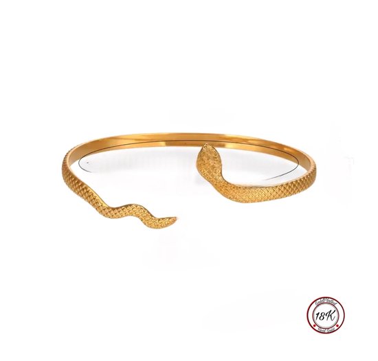 Soraro Slang Armband | 18K Goldplated | Goud | Snake | Elegante Armband | Dames Armband | Klemarmband | Vrouwen Cadeau | Moederdag | Moederdag cadeau