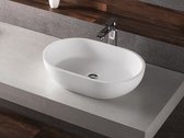 Shower & Design Ovale wastafel van solid surface - Wit - 58 cm - SENGLI L 58 cm x H 14 cm x D 38 cm