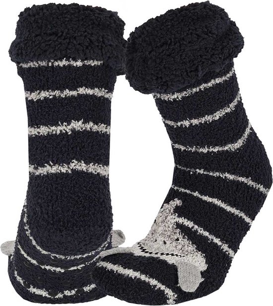 Apollo - Garçons - Polaire - Antidérapant - Chaussettes d'intérieur - Requin - Taille 20/24