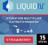 Liquid I.V. ® Hydration Multiplier ® Elektrolyten Poeder - Strawberry Flavour - gemakkelijk te openen stick, gebruik met 500 ml water - 12 x 15 sticks