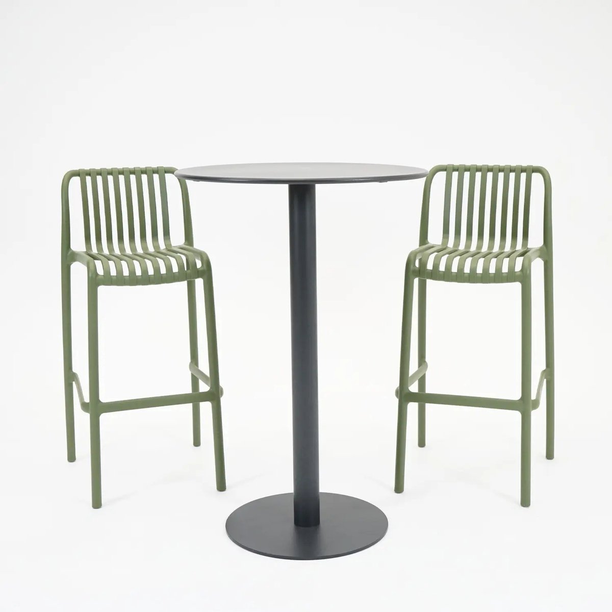 Vita Santo bartafel Ø70 met 2 Porto barstoelen groen