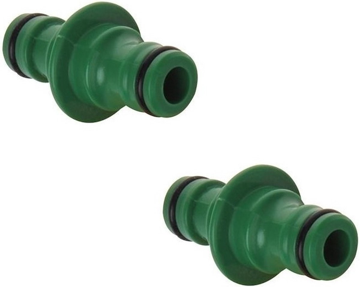 Set van 2x stuks tuinslangkoppelingen groen 55 cm - Waterslangkoppeling - Slangkoppeling - Slangaansluiting - Tuinslangkoppelstuk - Koppeling