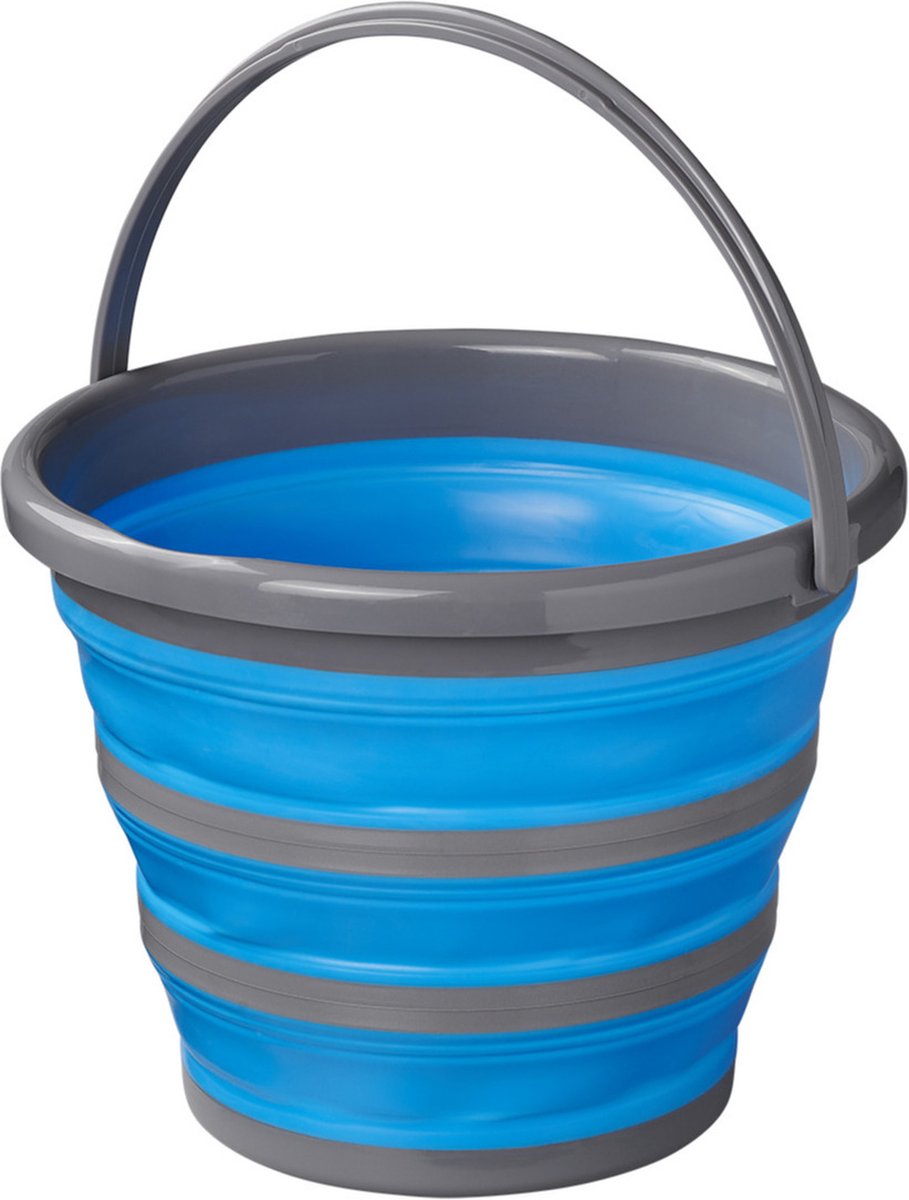Goedkoopste Opvouwbare/inklapbare emmer blauw/grijs - 10 liter - Vis emmers - Camping emmer - Strand emmers opvouwbaar
