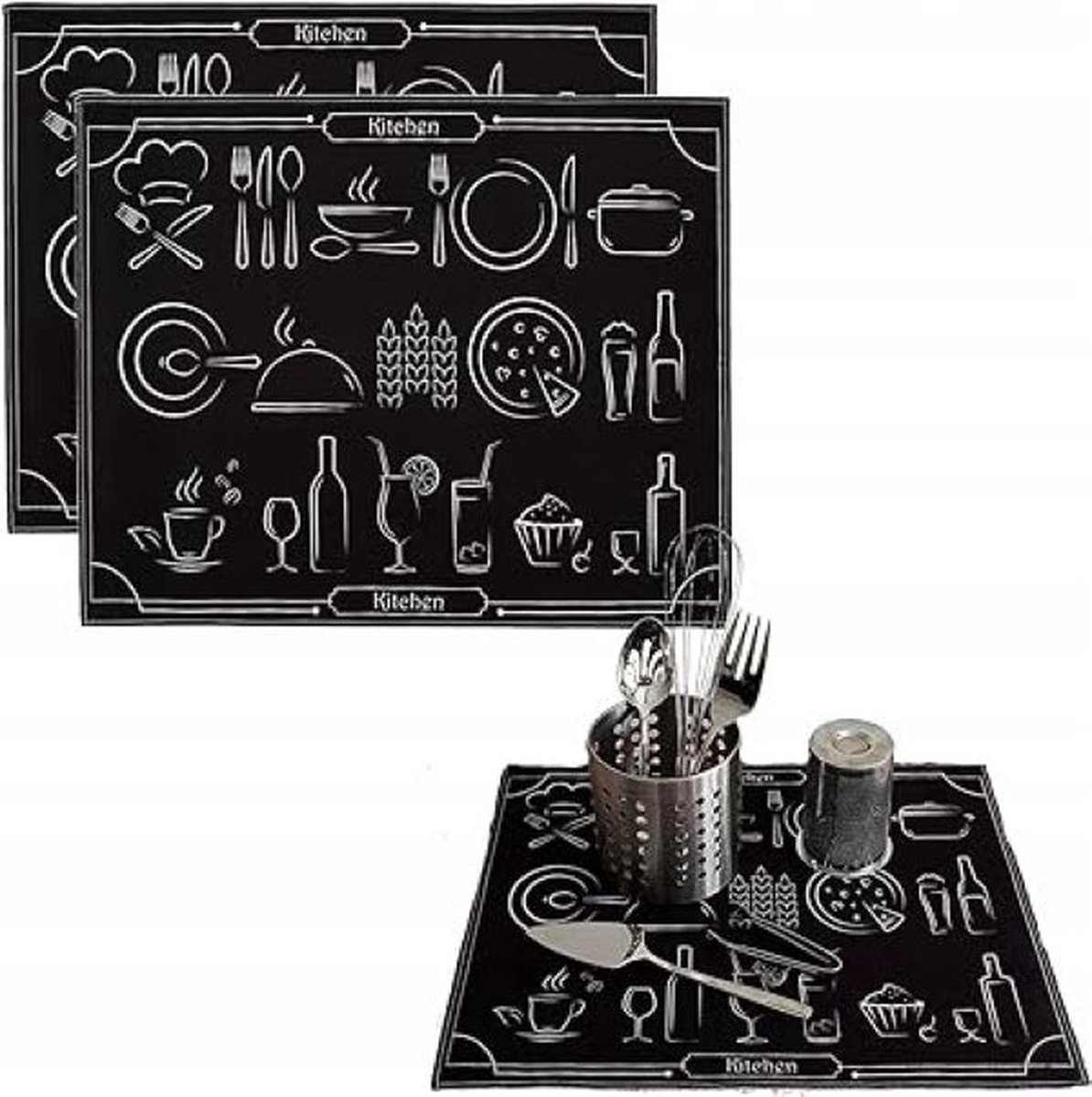 Goedkoopste SHOP YOLO-Afdruipmat-Set Van 2 Droogmatten-40 X 46 Cm- Sneldrogend-Voor De Keuken Tafel placemats